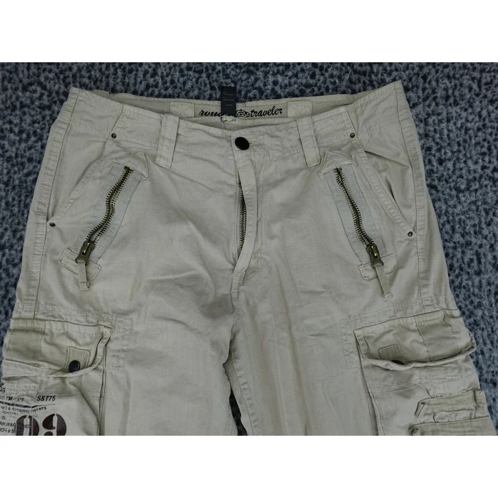 Royal‎ Traveler Cargo Pants Mens L Khaki Tan Multi Pocket Y2K Grunge Utility